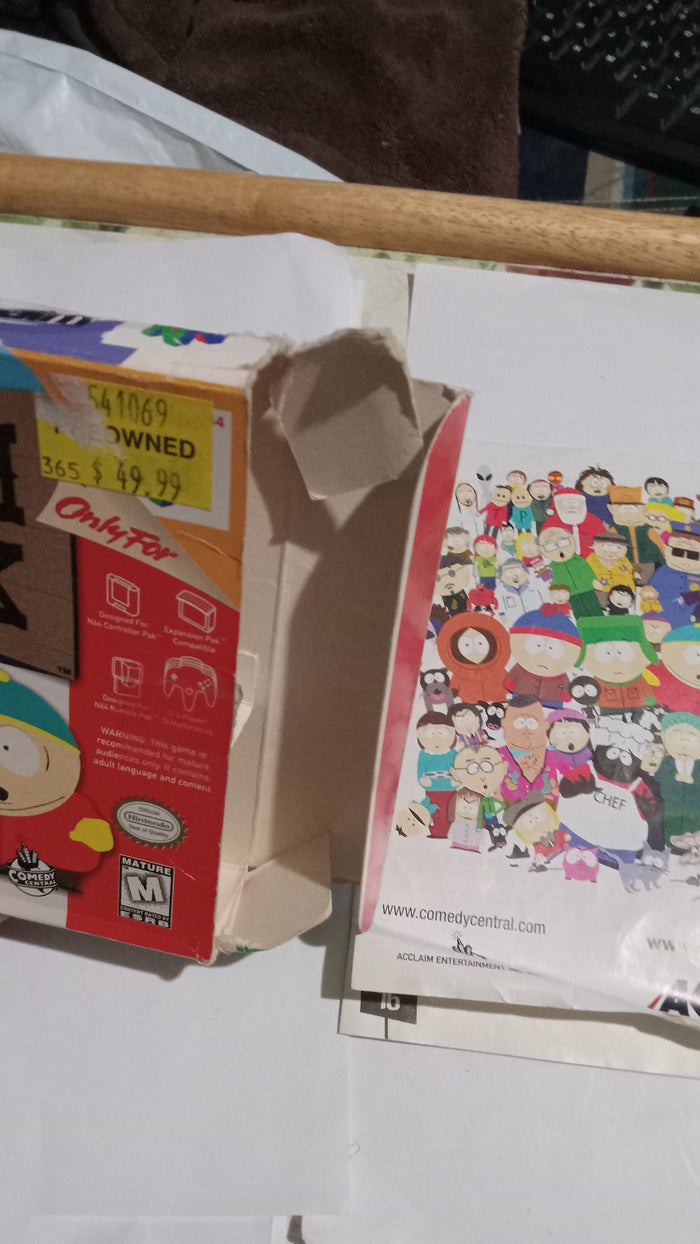 BOX ONLY + MANUAL South Park N64 Original Nintendo 64 NO GAME