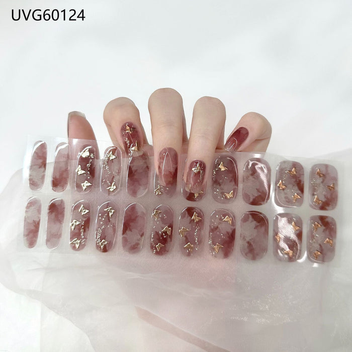 Brown Sheer Butterfly Star Gel Nail Stickers