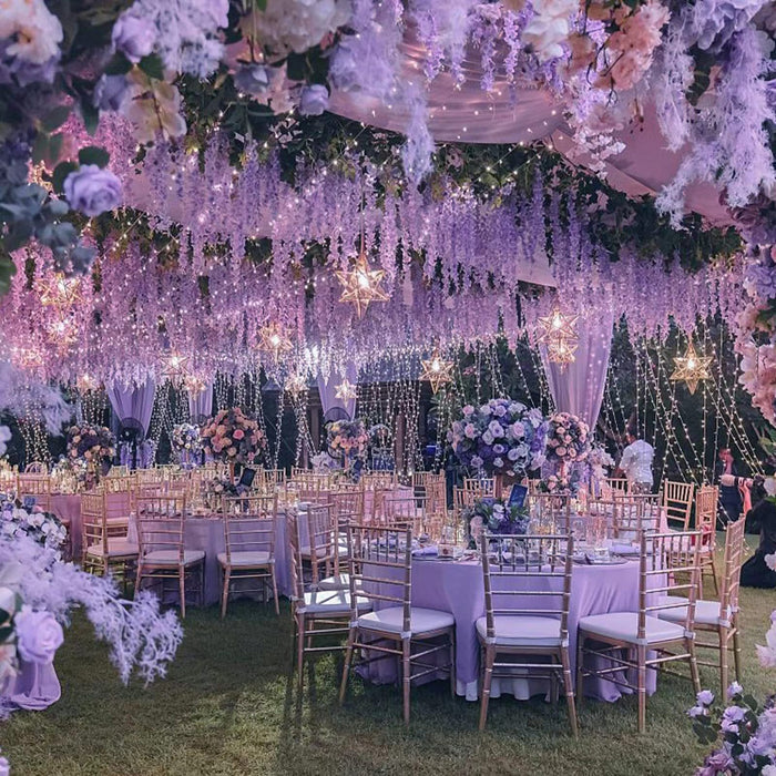 Bulk 12pcs Wisteria Hanging Flowers Garland Hanging Flowers for Wedding Garden Wall Decoration Wholesale