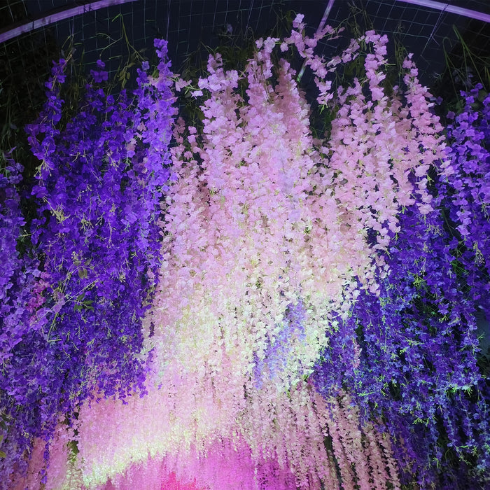 Bulk 12pcs Wisteria Hanging Flowers Garland Hanging Flowers for Wedding Garden Wall Decoration Wholesale