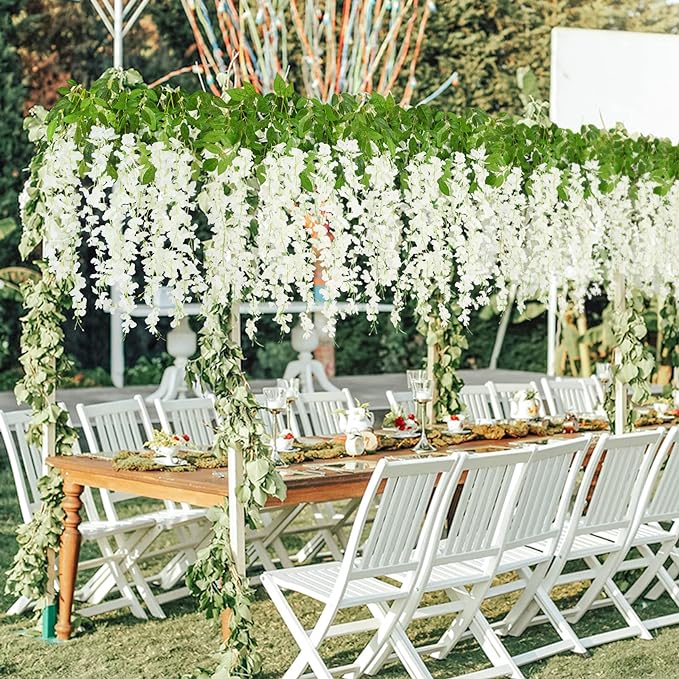 Bulk 12pcs Wisteria Hanging Flowers Garland Hanging Flowers for Wedding Garden Wall Decoration Wholesale