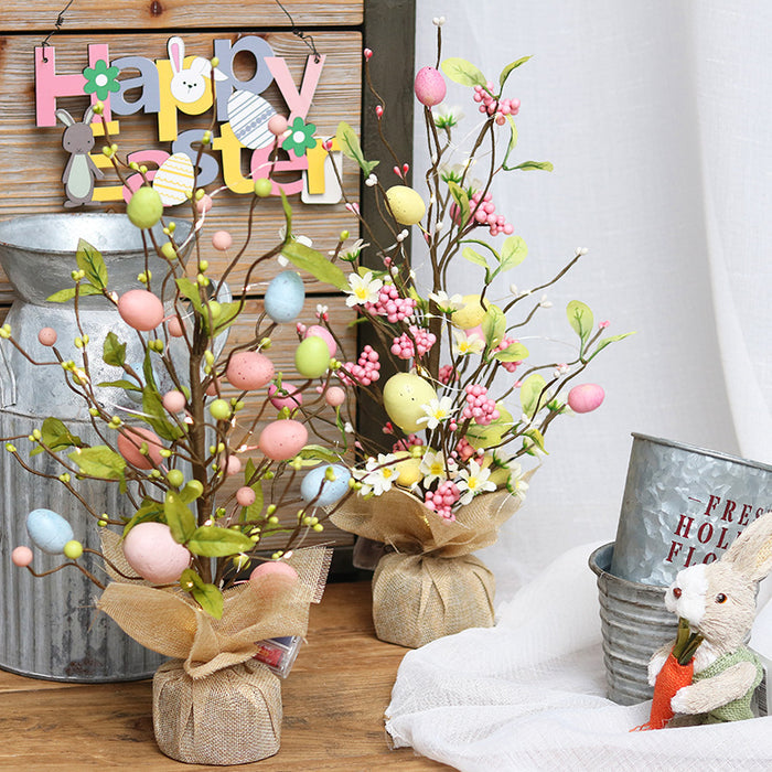 Bulk 17" Easter Decoration Eggs and Berries Tree with Lights Wholesale