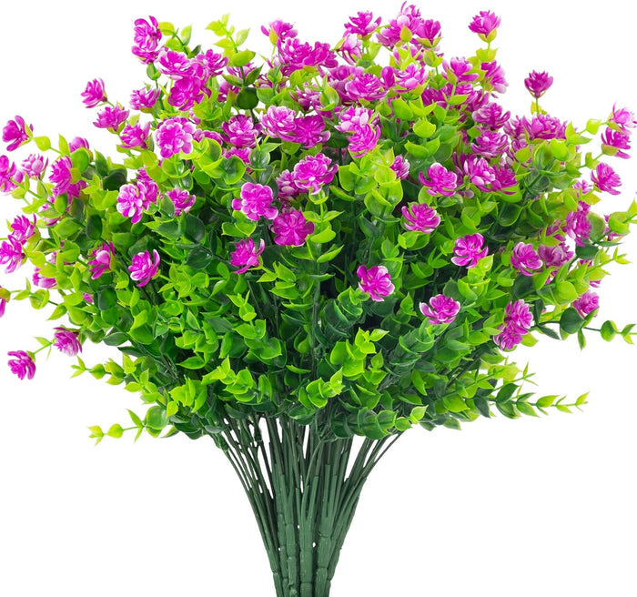 Bulk 8 Bundles Artificial Flowers Plants UV Resistant for Outdoors Wholesale
