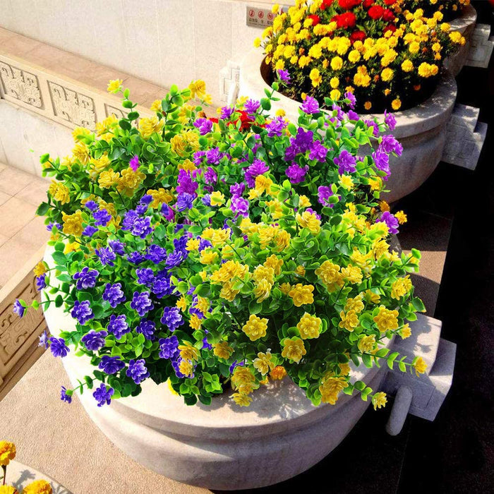 Bulk 8 Bundles Artificial Flowers Plants UV Resistant for Outdoors Wholesale