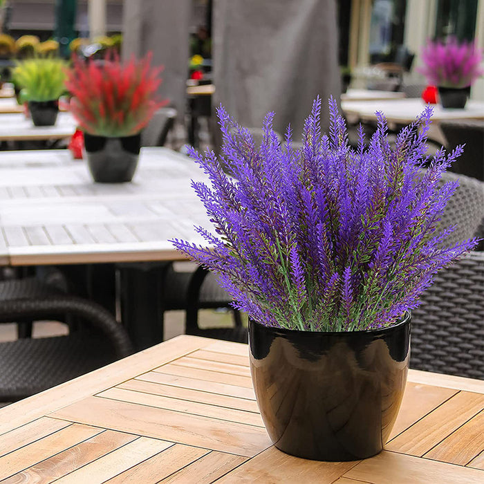Bulk 8pcs Lavender Flowers for Outdoors UV Resistant Faux Shrubs Greenery Decor Wholesale