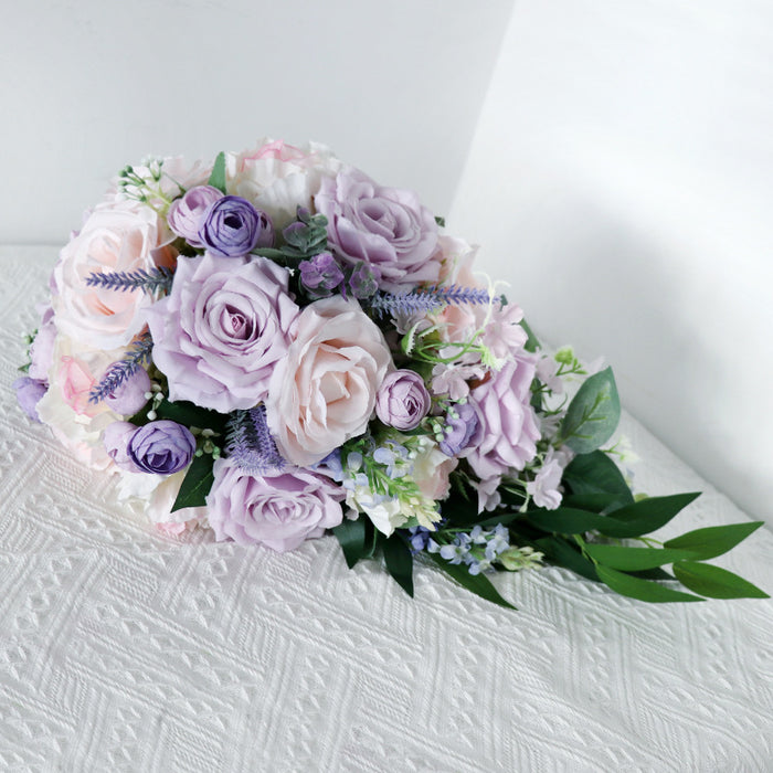 Bulk 9" Cascading Peony Pink and Purple Bridal Bouquet Wedding Bouquet Wholesale