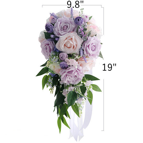 Bulk 9" Cascading Peony Pink and Purple Bridal Bouquet Wedding Bouquet Wholesale
