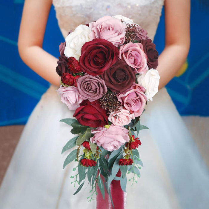Bulk 9" Cascading Rose Bridal Bouquet Wedding Bouquets Wholesale