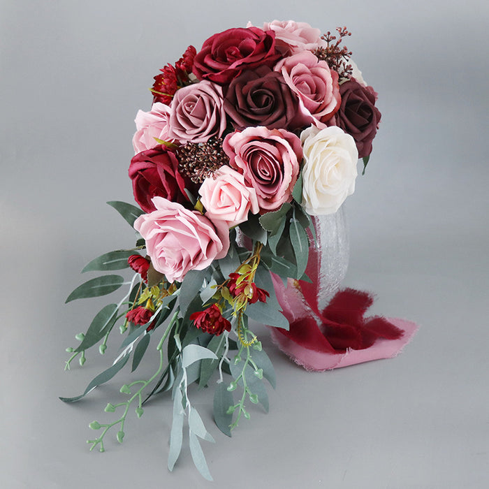 Bulk 9" Cascading Rose Bridal Bouquet Wedding Bouquets Wholesale