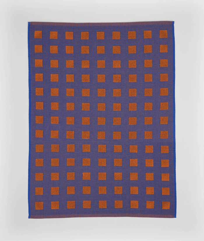 Burgundy Blue Squares Tea Towel