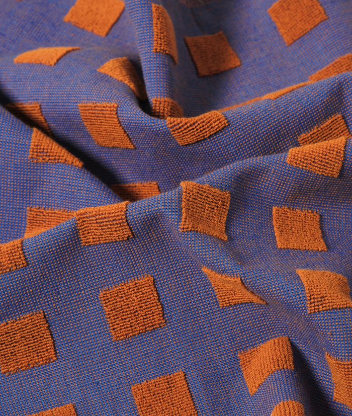 Burgundy Blue Squares Tea Towel