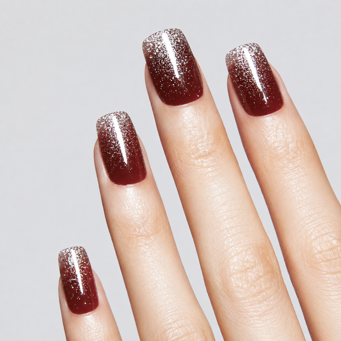 Burgundy Red Gold Glitter Ombre Gel Nail Stickers