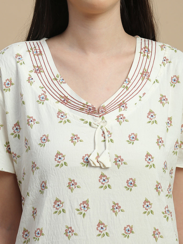 Vanilla buti print nighty for women in sizes m to xxl