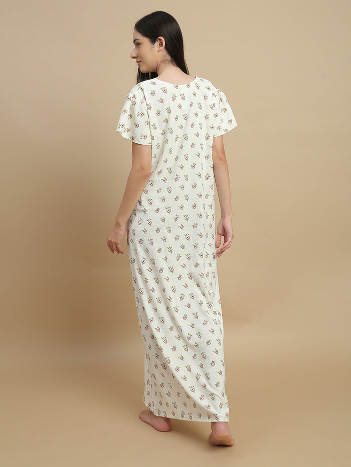 Vanilla buti print nighty for women in sizes m to xxl