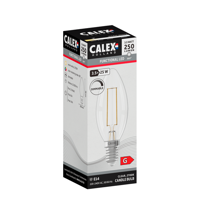 Calex Filament LED Lamp - E14 - B35 - Clear