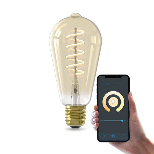 Calex Smart Spiral LED Bulb - E27 - ST64 - CCT - Gold