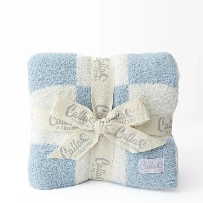 Calla & Friends Bliss Check Blanket-Powder Blue