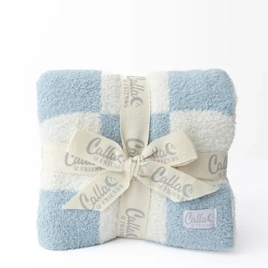 Calla & Friends Bliss Check Blanket-Powder Blue