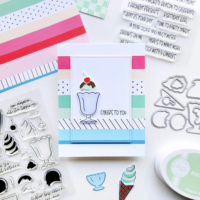 Catherine Pooler - One Liners Sentiments Stamp Set - Birthday. Available at Embellish Away located in Bowmanville Ontario Canada. Example by brand ambassador.