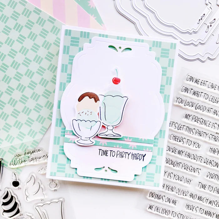 Catherine Pooler - One Liners Sentiments Stamp Set - Birthday. Available at Embellish Away located in Bowmanville Ontario Canada. Example by brand ambassador.