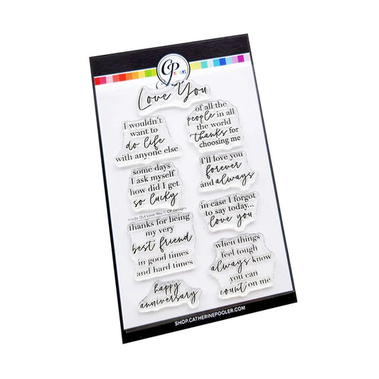 Catherine Pooler - Sentiment Stamps - Inside Out Love You. Available at Embellish Away located in Bowmanville Ontario Canada.