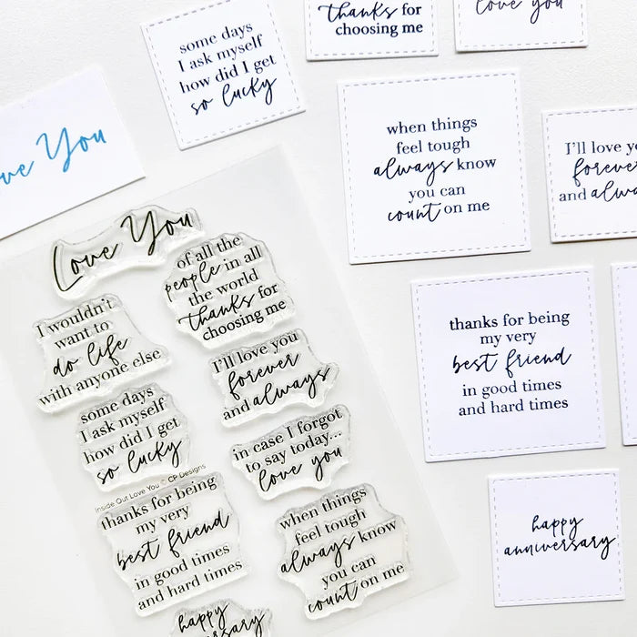 Catherine Pooler - Sentiment Stamps - Inside Out Love You. Available at Embellish Away located in Bowmanville Ontario Canada.