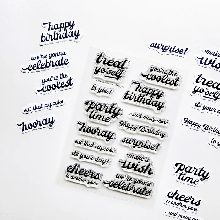 Catherine Pooler - Sentiments Stamp & Die Set - Birthday Banter. Available at Embellish Away located in Bowmanville Ontario Canada.