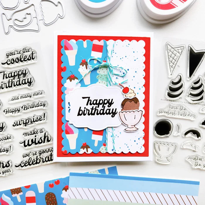 Catherine Pooler - Sentiments Stamp & Die Set - Birthday Banter. Available at Embellish Away located in Bowmanville Ontario Canada. Example by brand ambassador.
