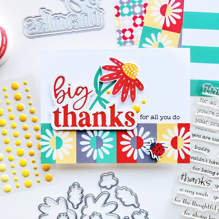 Catherine Pooler - Sentiments Stamp Set - 3 Times the Thanks. Available at Embellish Away located in Bowmanville Ontario Canada. Example by brand ambassador.