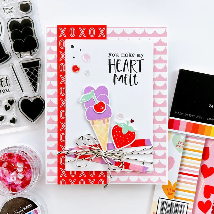 Catherine Pooler - Stamp & Die Set - Give Me Some Sugar. The Give Me Some Sugar Stamp Set and coordinating dies will "make your heart melt"! This set features all the sweetest treats for your valentine or someone you have the hearts for! Available at Embellish Away located in Bowmanville Ontario Canada. Example by brand ambassador.