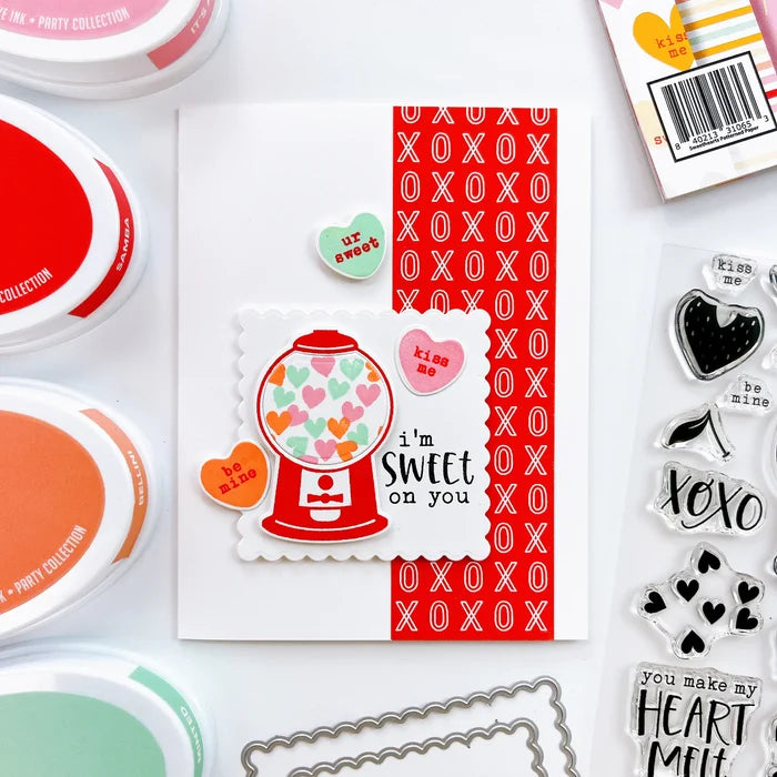 Catherine Pooler - Stamp & Die Set - Give Me Some Sugar. The Give Me Some Sugar Stamp Set and coordinating dies will "make your heart melt"! This set features all the sweetest treats for your valentine or someone you have the hearts for! Available at Embellish Away located in Bowmanville Ontario Canada. Example by brand ambassador.