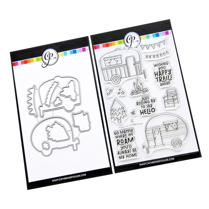 Catherine Pooler - Stamp & Die Set - Happy Trail-ers. Available at Embellish Away located in Bowmanville Ontario Canada.