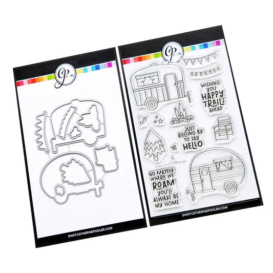 Catherine Pooler - Stamp & Die Set - Happy Trail-ers. Available at Embellish Away located in Bowmanville Ontario Canada.
