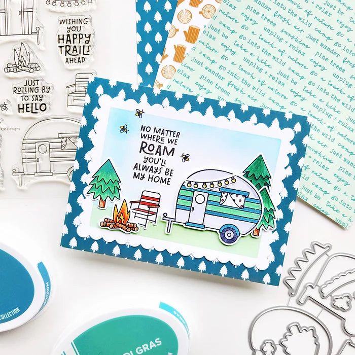 Catherine Pooler - Stamp & Die Set - Happy Trail-ers. Available at Embellish Away located in Bowmanville Ontario Canada. Example by brand ambassador.