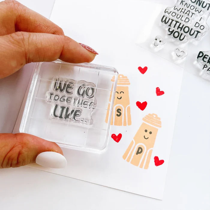 Catherine Pooler - Stamp & Die Set - We Go Together. We go together like donuts and sprinkles! Ready for your cards and projects for Valentines Day, celebrating your bestie, or any day you want to let the one you love know you are "the perfect pair"! Available at Embellish Away located in Bowmanville Ontario Canada