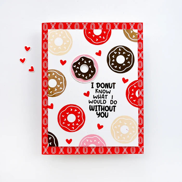 Catherine Pooler - Stamp & Die Set - We Go Together. We go together like donuts and sprinkles! Ready for your cards and projects for Valentines Day, celebrating your bestie, or any day you want to let the one you love know you are "the perfect pair"! Available at Embellish Away located in Bowmanville Ontario Canada. Example by brand ambassador.