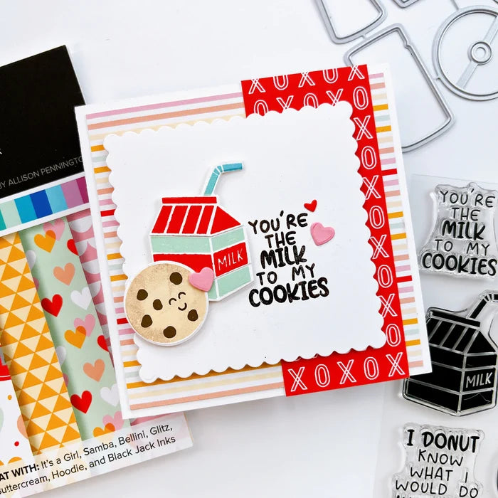 Catherine Pooler - Stamp & Die Set - We Go Together. We go together like donuts and sprinkles! Ready for your cards and projects for Valentines Day, celebrating your bestie, or any day you want to let the one you love know you are "the perfect pair"! Available at Embellish Away located in Bowmanville Ontario Canada. Example by brand ambassador.