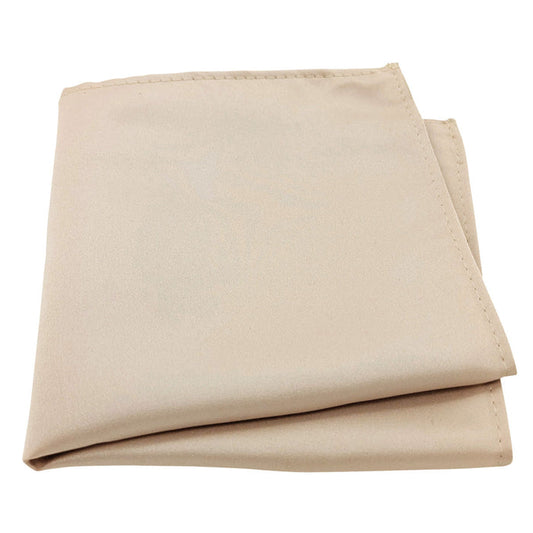Champagne Pocket Square - Polyester Handkerchief in plain champagne color, 25.5cm size, ideal for weddings and formalwear.