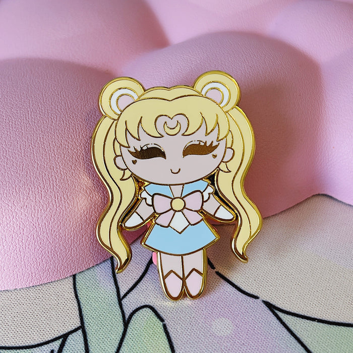 Chibi Moon Enamel Pin | Gold Plated