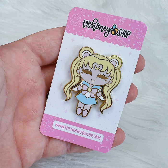 Chibi Moon Enamel Pin | Gold Plated