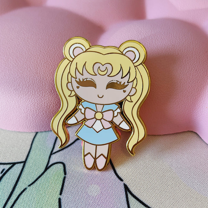 Chibi Moon Enamel Pin | Gold Plated