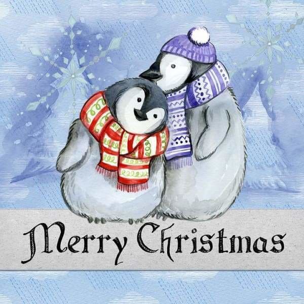 Love Diamond Painting Kit - Christmas Penguins-Square 20x20cm- - Paint With Diamonds