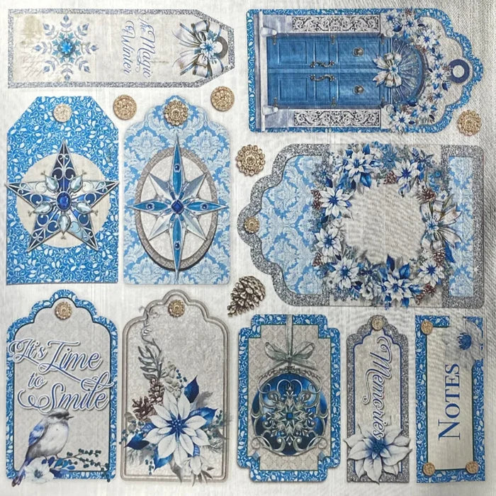 Ciao Bella - Deluxe Paper 6"x6" - 5/Pkg - Elegance of Blue Paper Silver. Available at Embellish Away located in Bowmanville Ontario Canada.