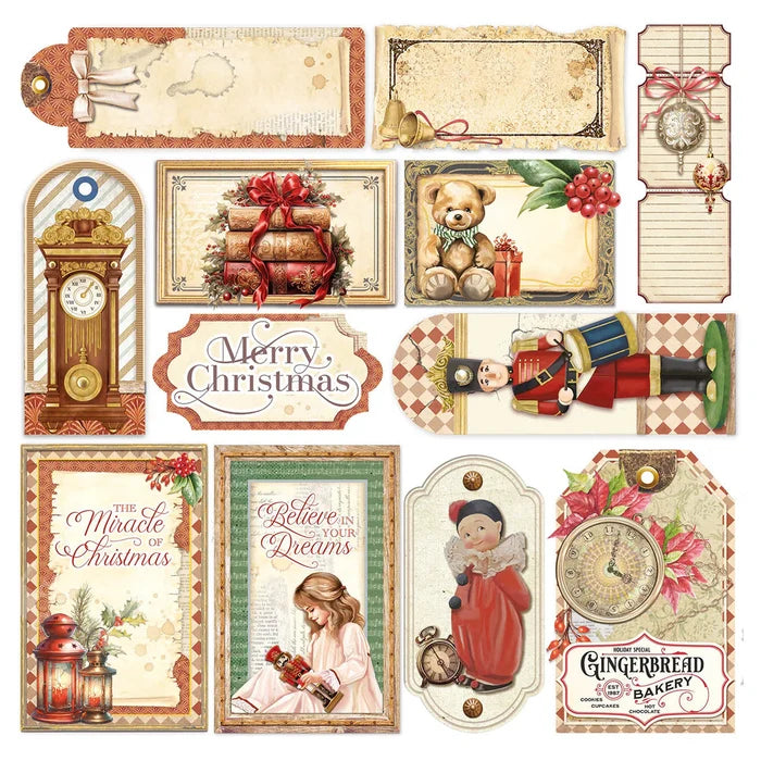 Ciao Bella - Vellum Fussy Cut 6"x6" - 6/Pkg - The Nutcracker. The warm and inviting tones of lights and lanterns create a magical atmosphere, perfect for embracing the spirit of Christmas. Available at Embellish Away located in Bowmanville Ontario Canada.