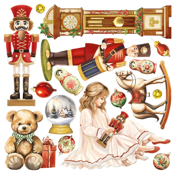 Ciao Bella - Vellum Fussy Cut 6"x6" - 6/Pkg - The Nutcracker. The warm and inviting tones of lights and lanterns create a magical atmosphere, perfect for embracing the spirit of Christmas. Available at Embellish Away located in Bowmanville Ontario Canada.