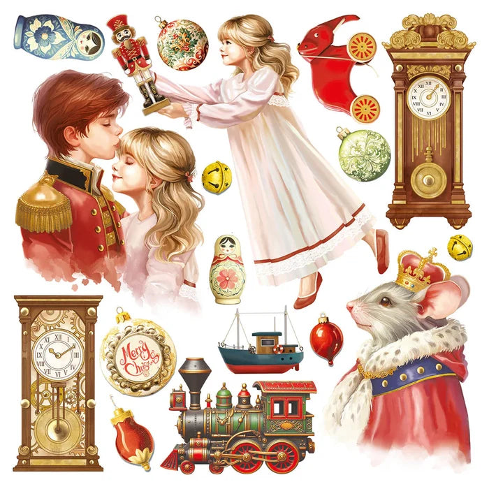 Ciao Bella - Vellum Fussy Cut 6"x6" - 6/Pkg - The Nutcracker. The warm and inviting tones of lights and lanterns create a magical atmosphere, perfect for embracing the spirit of Christmas. Available at Embellish Away located in Bowmanville Ontario Canada.
