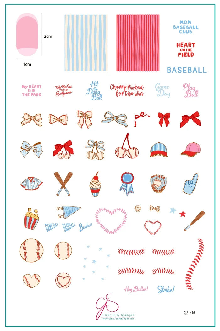 CjS-416 Cherry Picked for the Game | Clear Jelly Stamping Plate