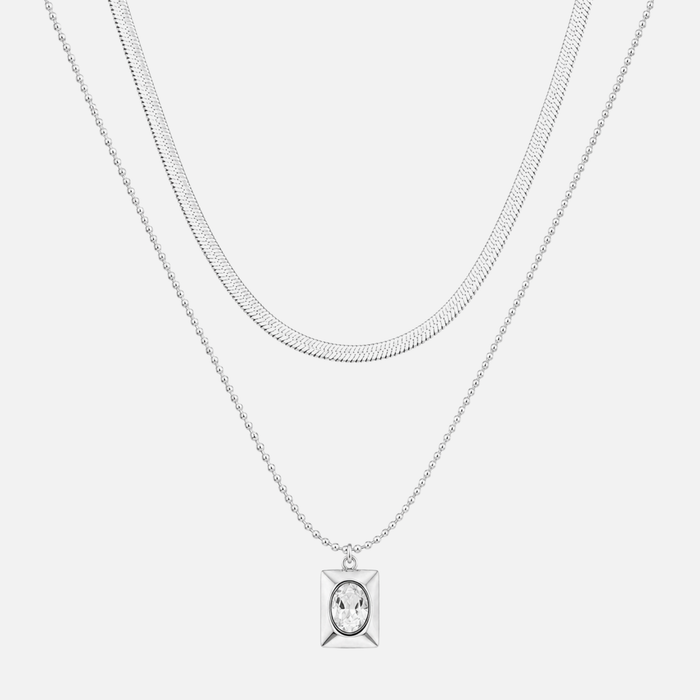 Clear Gemstone Chain - Silver