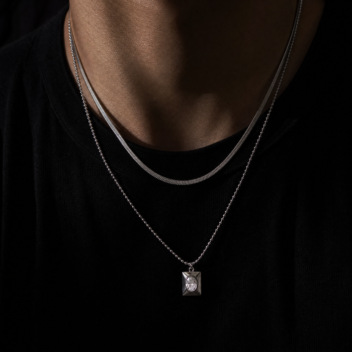Clear Gemstone Chain - Silver