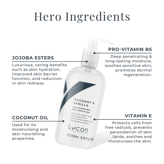 Coconut and Vanilla Hand and Body Lotion Key Ingredients